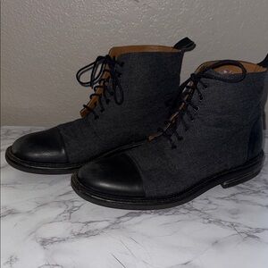Taft Charcoal and Black Lace-Up Boots